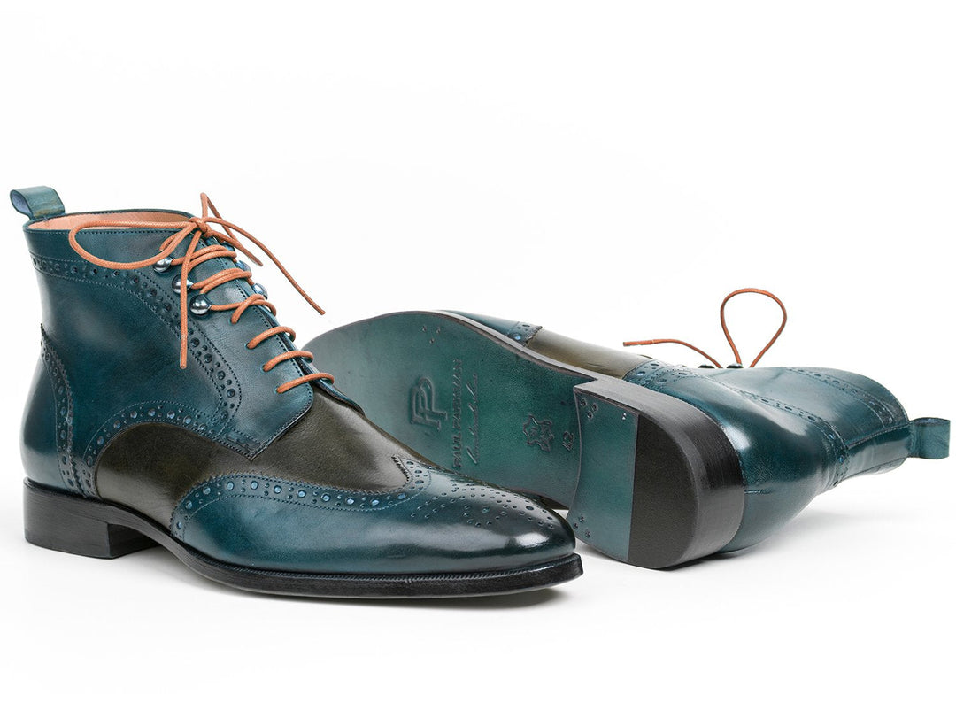 Paul Parkman Wingtip Ankle Boots Dual Tone Green & Blue (ID#PT777GRN) - WKshoes