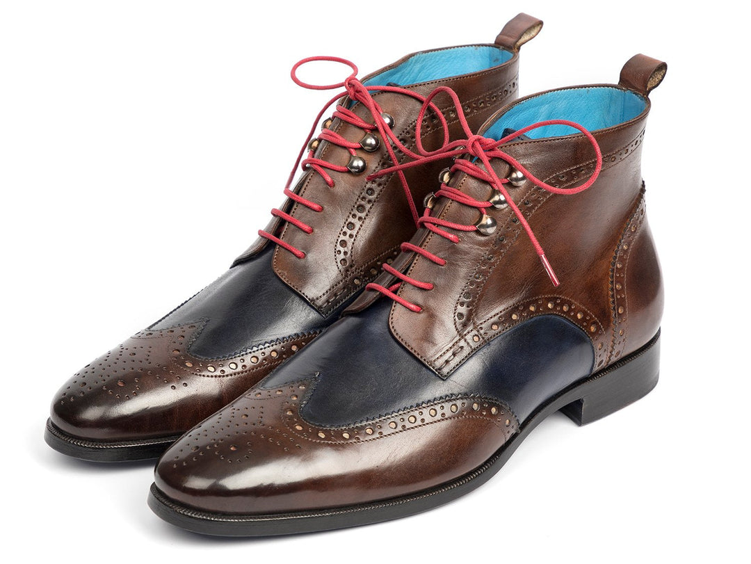 Paul Parkman Wingtip Ankle Boots Dual Tone Brown & Blue (ID#777-BRW-BLU) - WKshoes