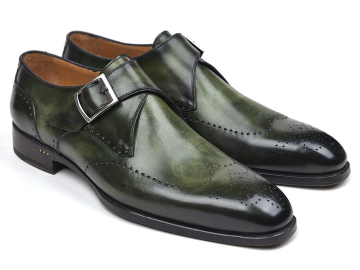 Paul Parkman Wingtip Single Monkstraps Green (ID#98F54-GRN) - WKshoes