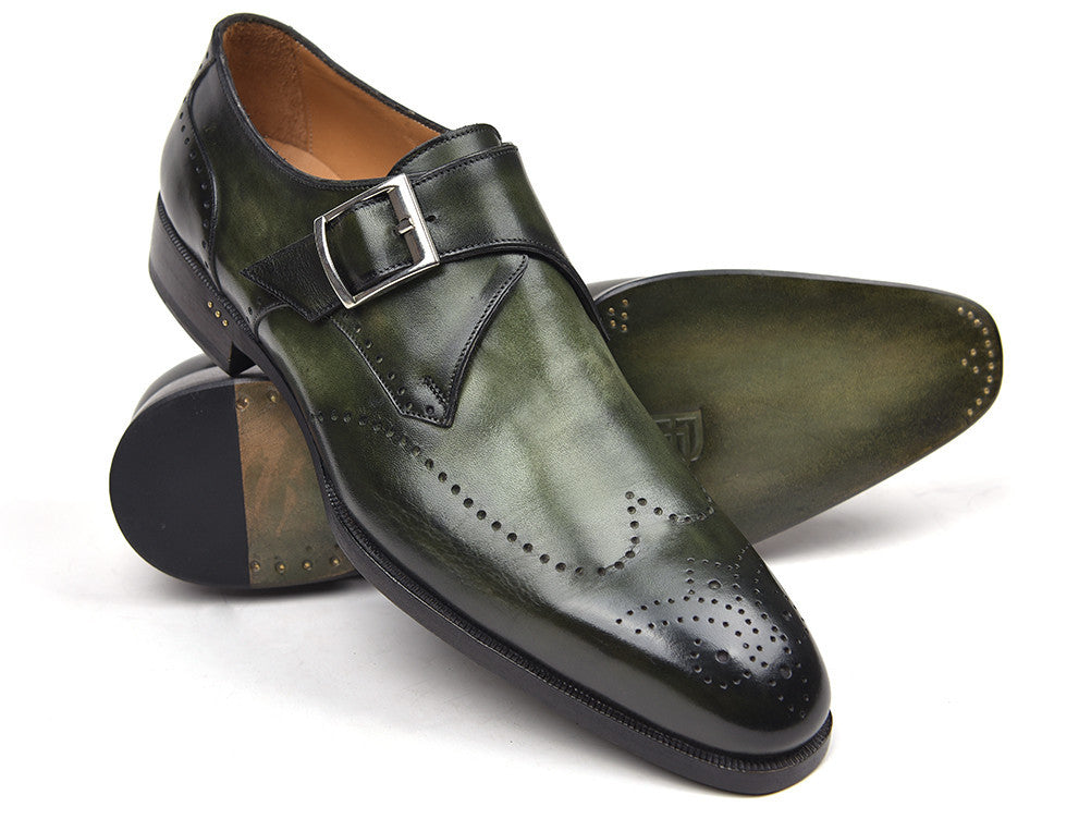 Paul Parkman Wingtip Single Monkstraps Green (ID#98F54-GRN) - WKshoes