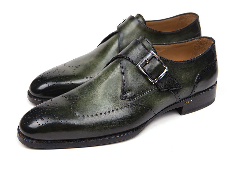 Paul Parkman Wingtip Single Monkstraps Green (ID#98F54-GRN) - WKshoes