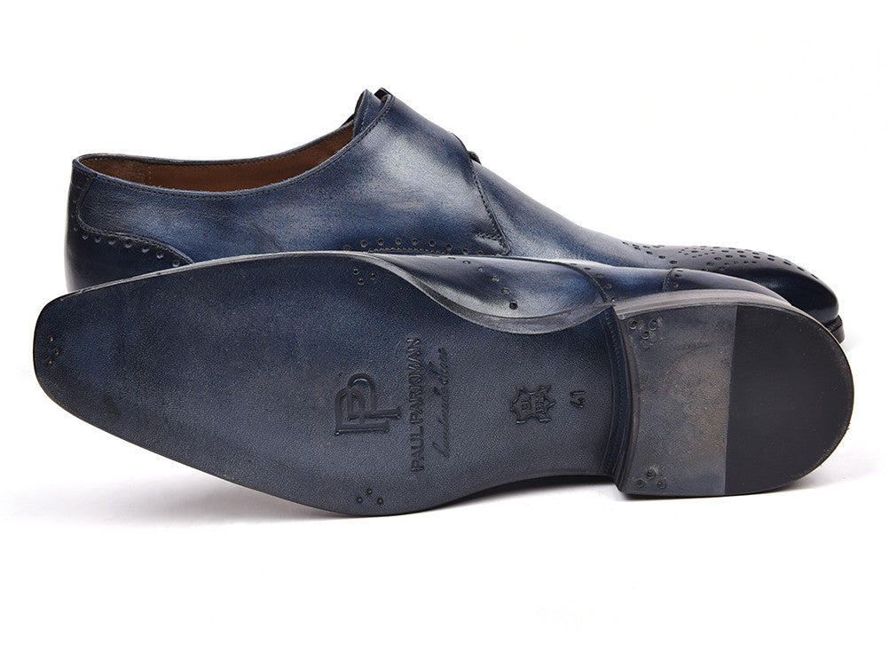 Paul Parkman Wingtip Single Monkstraps Navy (ID#98F54-NVY) - WKshoes