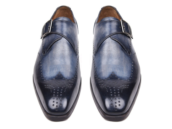 Paul Parkman Wingtip Single Monkstraps Navy (ID#98F54-NVY) - WKshoes