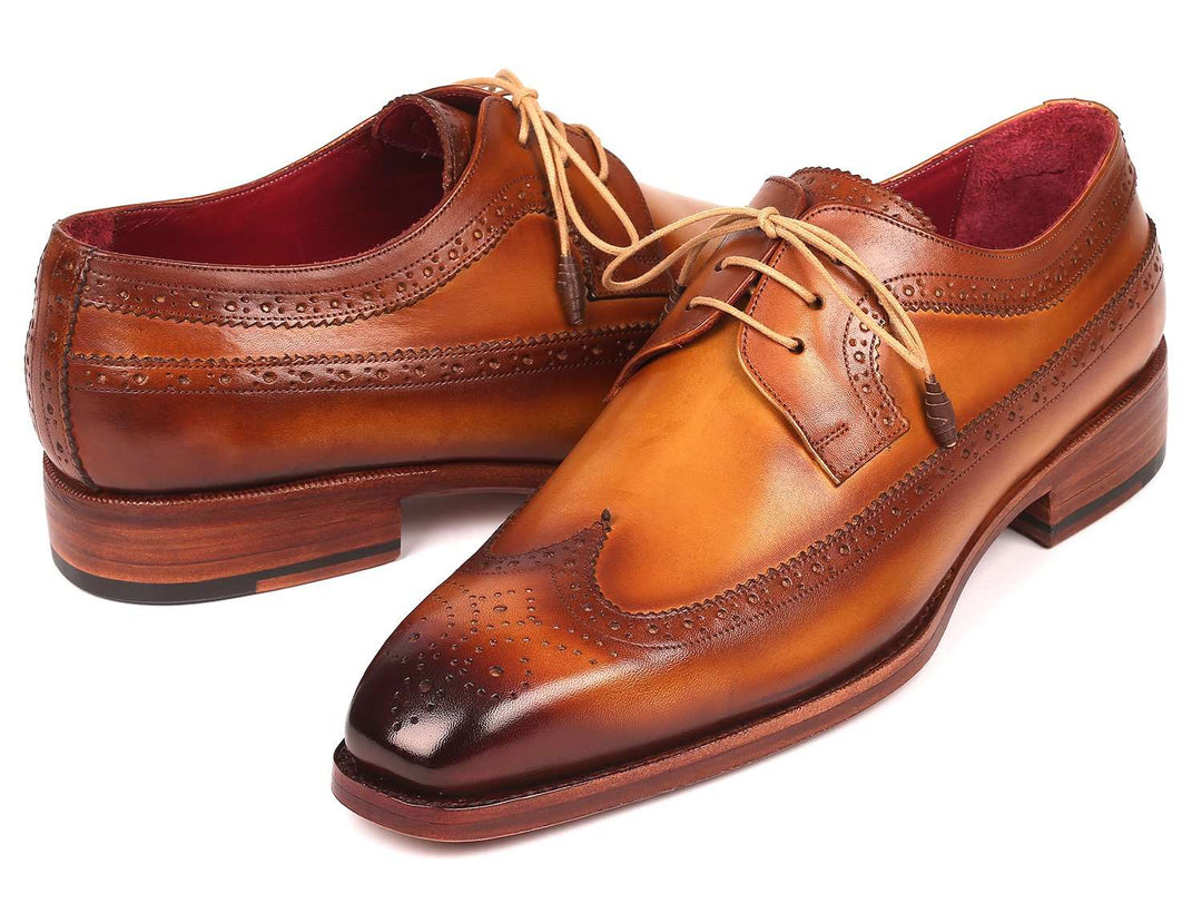 Paul Parkman Goodyear Welted Wingtip Derby Shoes Camel (ID#511C74) - WKshoes