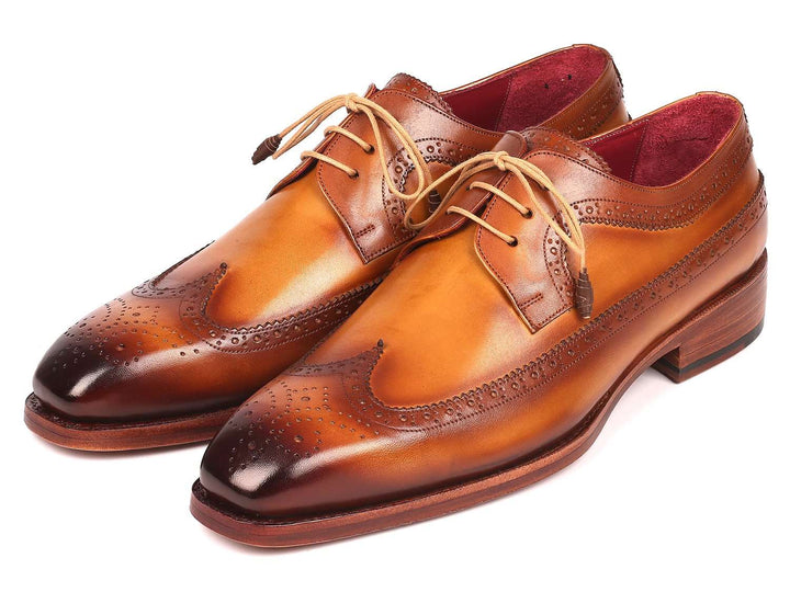 Paul Parkman Goodyear Welted Wingtip Derby Shoes Camel (ID#511C74) - WKshoes