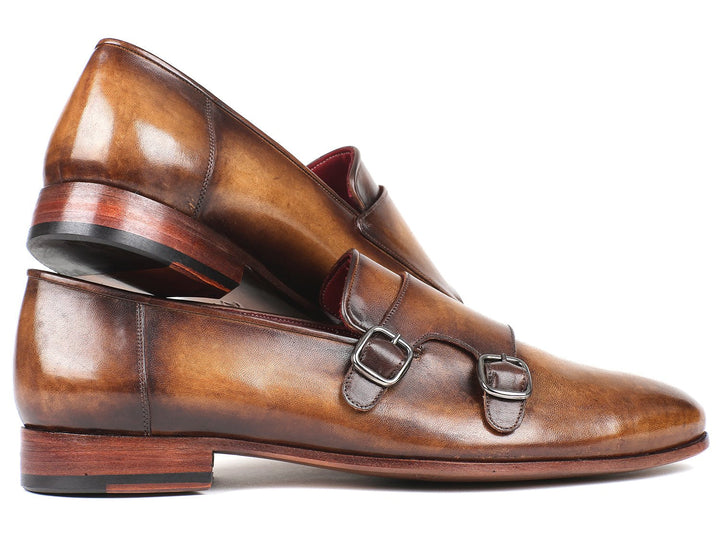 Paul Parkman Men's Double Monkstraps Olive (ID#HR67LV) - WKshoes