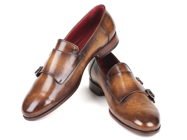 Paul Parkman Men's Double Monkstraps Olive (ID#HR67LV) - WKshoes