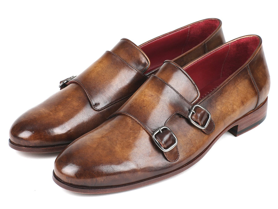 Paul Parkman Men's Double Monkstraps Olive (ID#HR67LV) - WKshoes