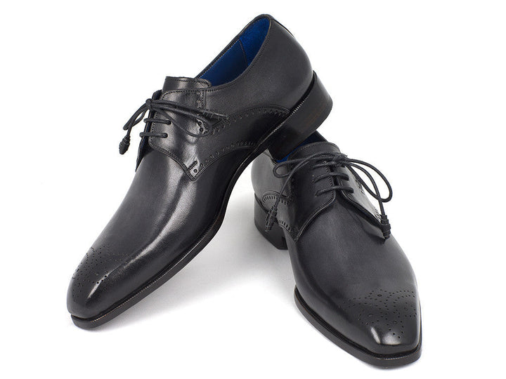 Paul Parkman Men's Black Medallion Toe Derby Shoes (ID#6584-BLK) - WKshoes