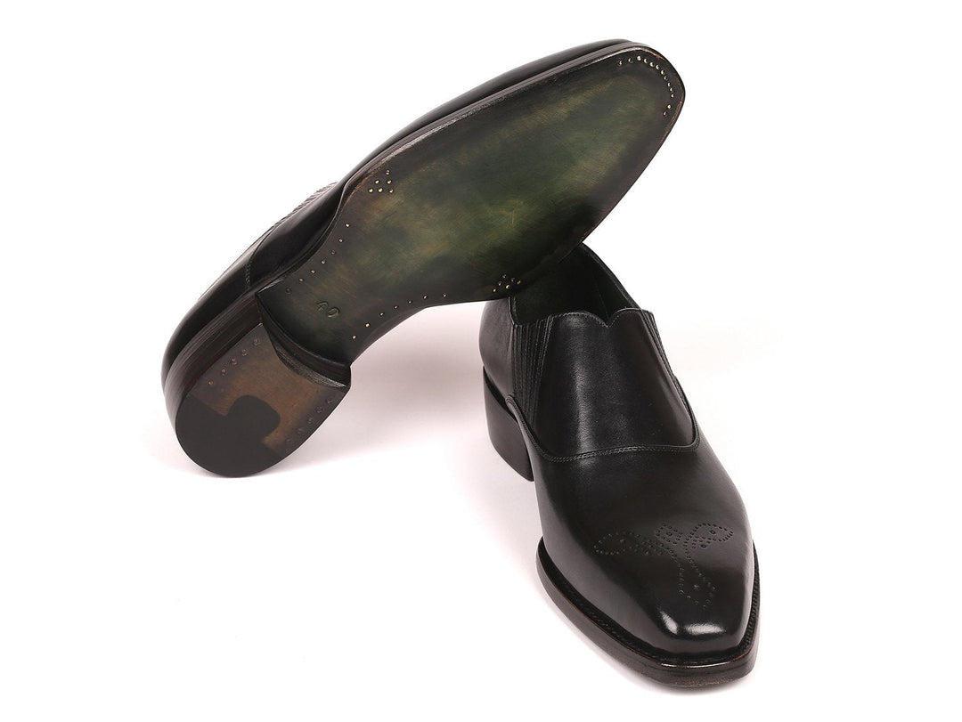 Paul Parkman Goodyear Welted Black Elasticated Loafers (ID#GH861TR) - WKshoes