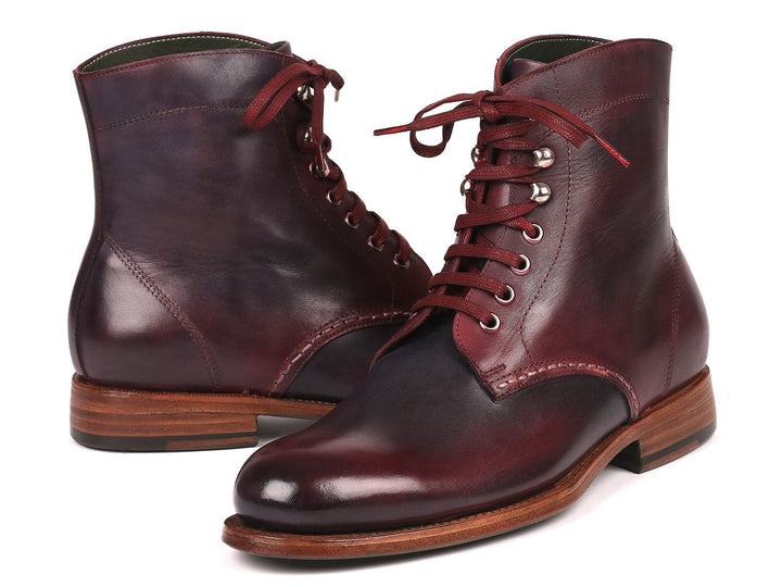 Paul Parkman Men's Leather Boots Bordeaux & Navy (824BRD65) - WKshoes