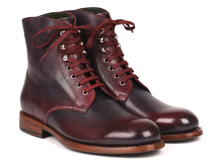 Paul Parkman Men's Leather Boots Bordeaux & Navy (824BRD65) - WKshoes