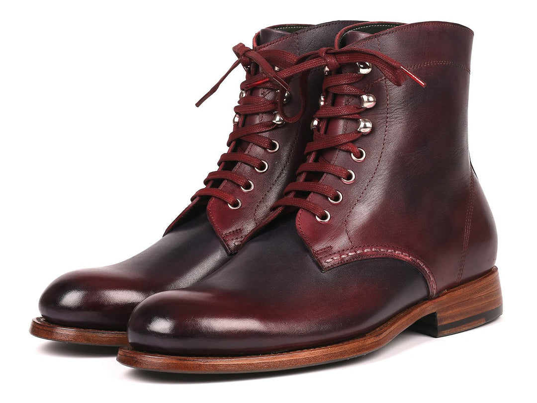 Paul Parkman Men's Leather Boots Bordeaux & Navy (824BRD65) - WKshoes