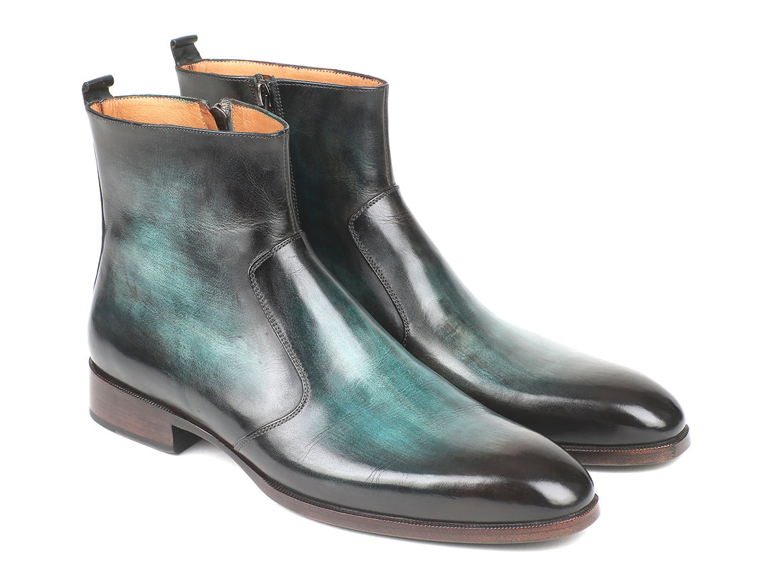 Paul Parkman Turquoise Burnished Side Zipper Boots - WKshoes