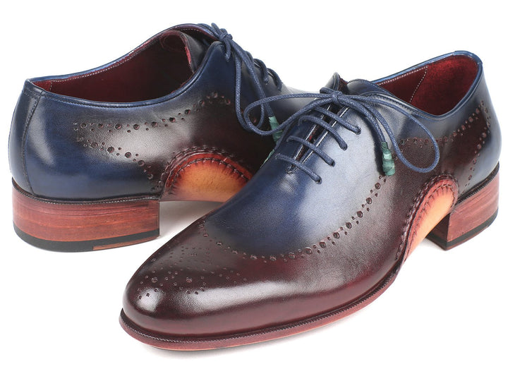 Paul Parkman Opanka Construction Blue & Bordeaux Oxfords (ID#726-BLU-BRD) - WKshoes