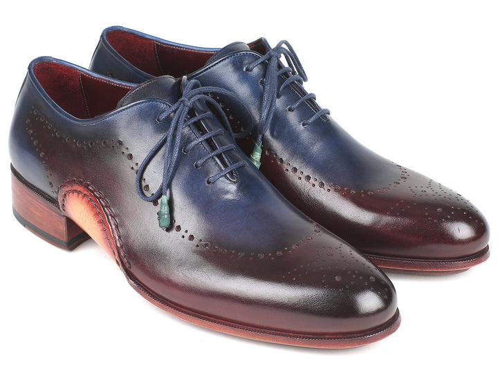 Paul Parkman Opanka Construction Blue & Bordeaux Oxfords (ID#726-BLU-BRD) - WKshoes