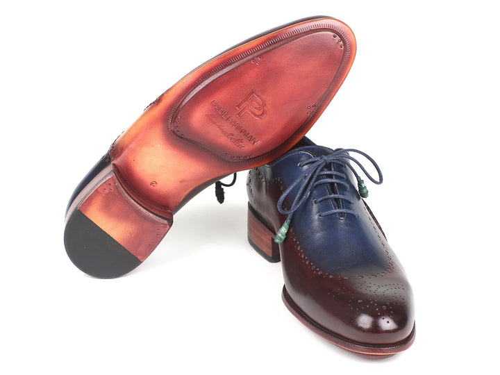 Paul Parkman Opanka Construction Blue & Bordeaux Oxfords (ID#726-BLU-BRD) - WKshoes