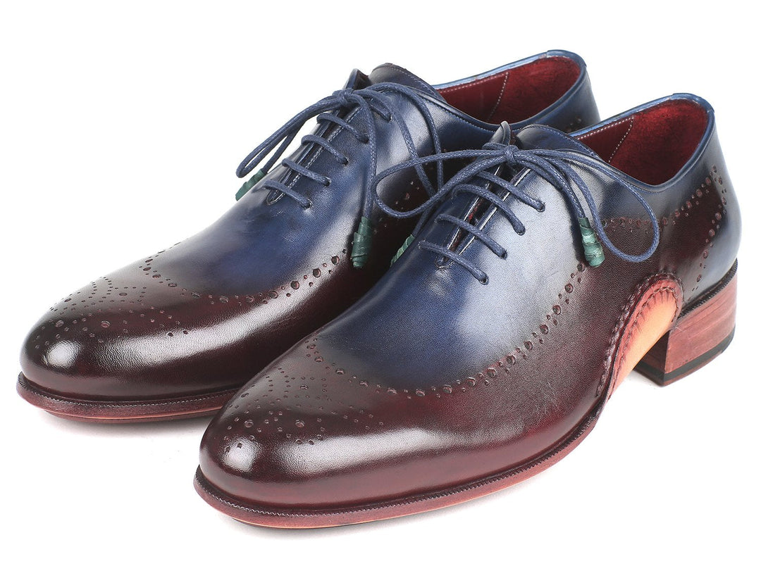 Paul Parkman Opanka Construction Blue & Bordeaux Oxfords (ID#726-BLU-BRD) - WKshoes