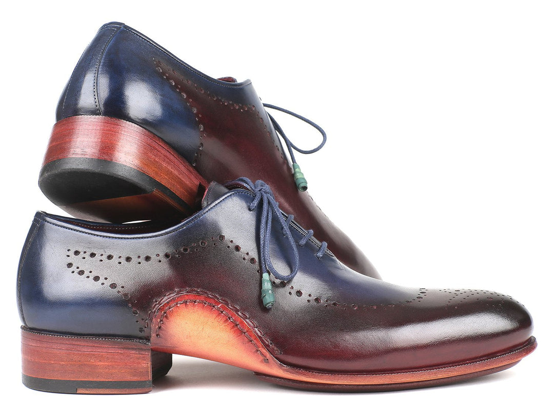 Paul Parkman Opanka Construction Blue & Bordeaux Oxfords (ID#726-BLU-BRD) - WKshoes