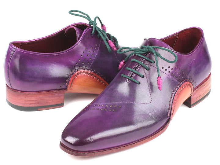 Paul Parkman Opanka Construction Purple Hand-Painted Oxfords (ID#OPK66KD) - WKshoes