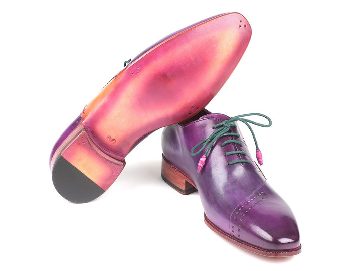 Paul Parkman Opanka Construction Purple Hand-Painted Oxfords (ID#OPK66KD) - WKshoes