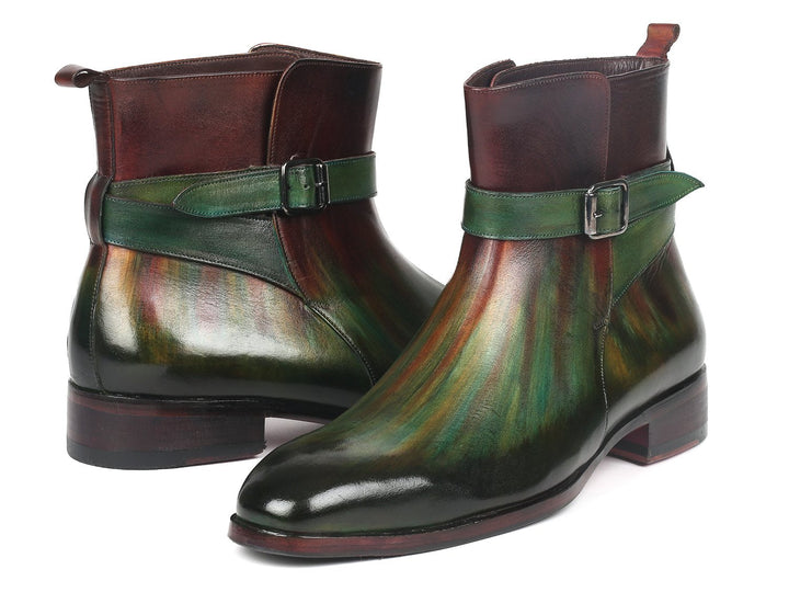 Paul Parkman Men's Jodhpur Boots Green & Bordeaux (957FRS84) - WKshoes