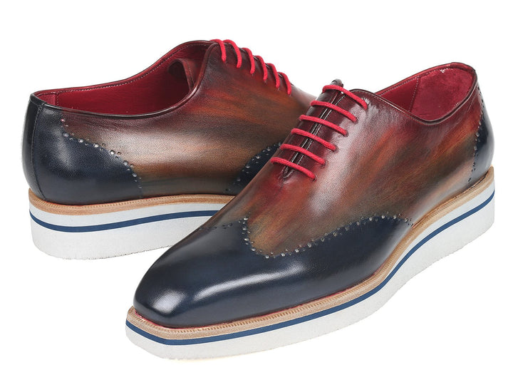 Paul Parkman Men's Smart Casual Wingtip Oxfords Multi-color (ID#187-MIX-NVY) - WKshoes