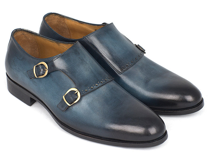 Paul Parkman Navy Double Monkstrap Shoes (ID#HT54-NAVY) - WKshoes