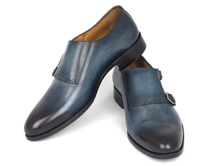 Paul Parkman Navy Double Monkstrap Shoes (ID#HT54-NAVY) - WKshoes