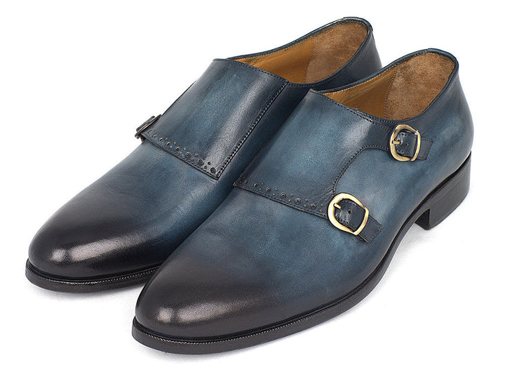 Paul Parkman Navy Double Monkstrap Shoes (ID#HT54-NAVY) - WKshoes