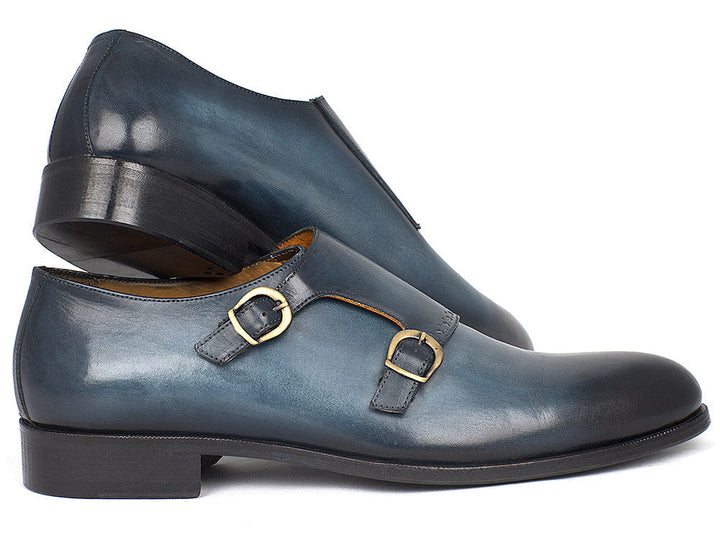 Paul Parkman Navy Double Monkstrap Shoes (ID#HT54-NAVY) - WKshoes