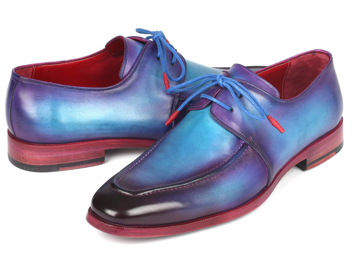 Paul Parkman Men's Turquoise & Purple Apron Derby Shoes (ID#23SX84) - WKshoes