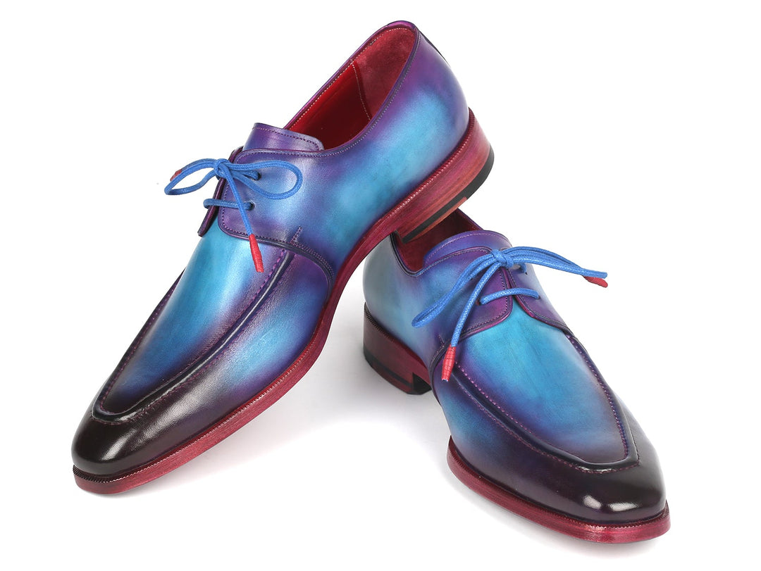 Paul Parkman Men's Turquoise & Purple Apron Derby Shoes (ID#23SX84) - WKshoes