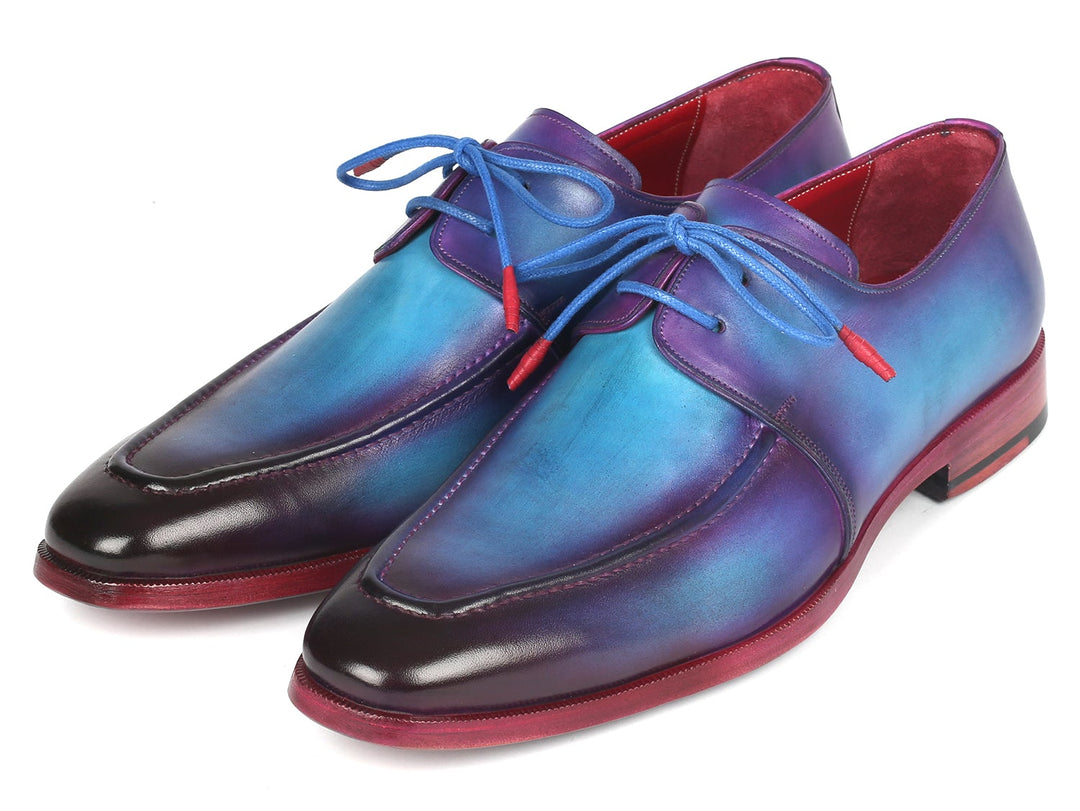 Paul Parkman Men's Turquoise & Purple Apron Derby Shoes (ID#23SX84) - WKshoes