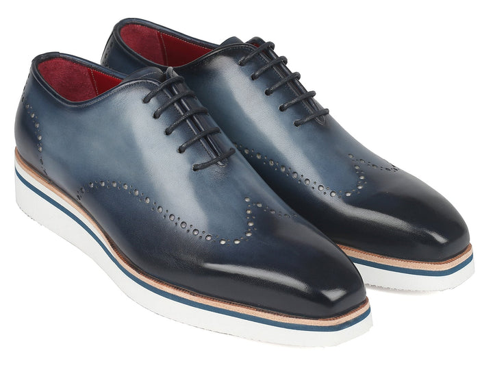 Paul Parkman Men's Smart Casual Wingtip Oxfords Navy (ID#187-NAVY) - WKshoes