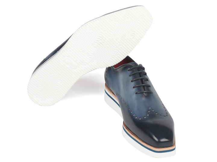 Paul Parkman Men's Smart Casual Wingtip Oxfords Navy (ID#187-NAVY) - WKshoes