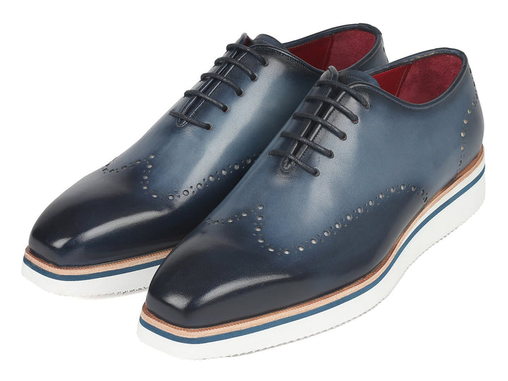 Paul Parkman Men's Smart Casual Wingtip Oxfords Navy (ID#187-NAVY) - WKshoes