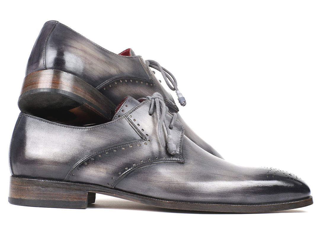 Paul Parkman Men's Gray Medallion Toe Derby Shoes (ID#6584-GRY) - WKshoes