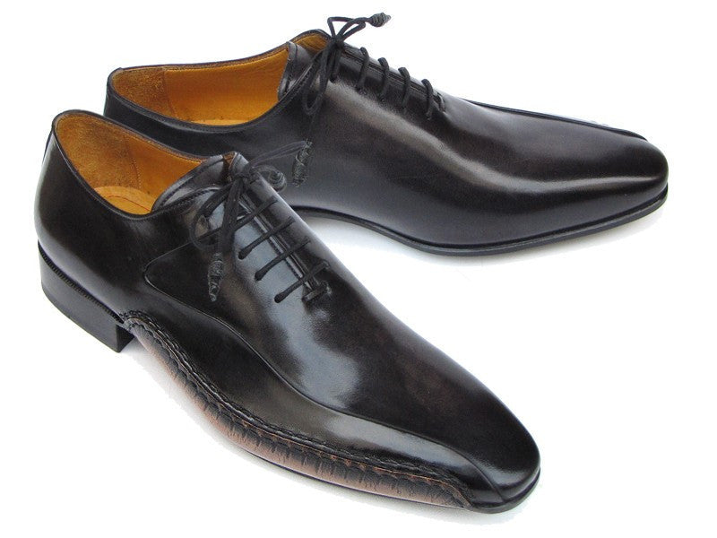 Paul Parkman Men's Black Leather Oxfords - Side Handsewn Leather Upper and Leather Sole (ID#018-BLK) - WKshoes