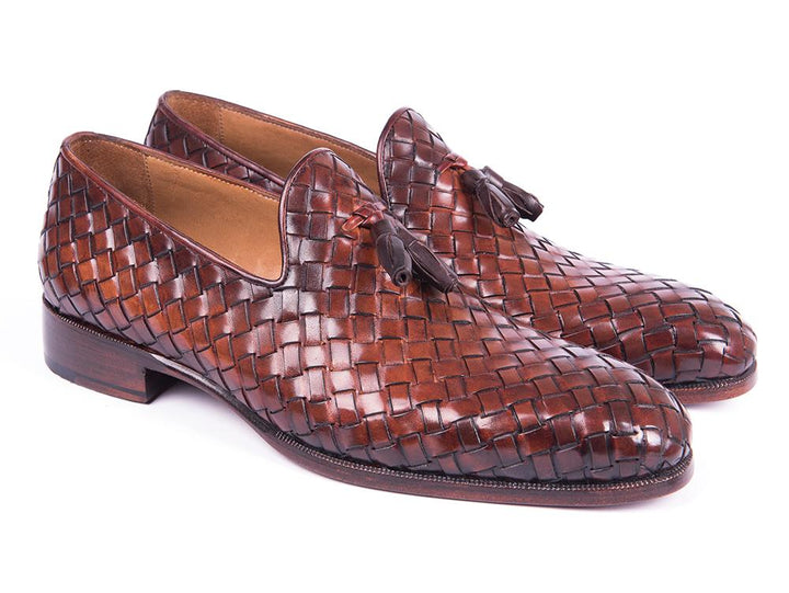 Paul Parkman Woven Leather Tassel Loafers Brown (ID#WVN88-BRW) - WKshoes