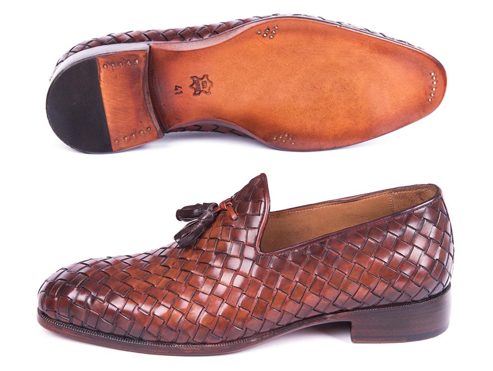 Paul Parkman Woven Leather Tassel Loafers Brown (ID#WVN88-BRW) - WKshoes