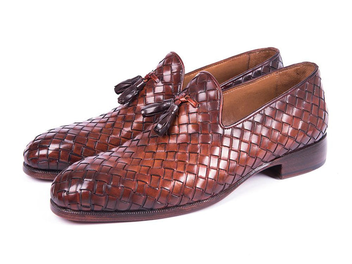 Paul Parkman Woven Leather Tassel Loafers Brown (ID#WVN88-BRW) - WKshoes