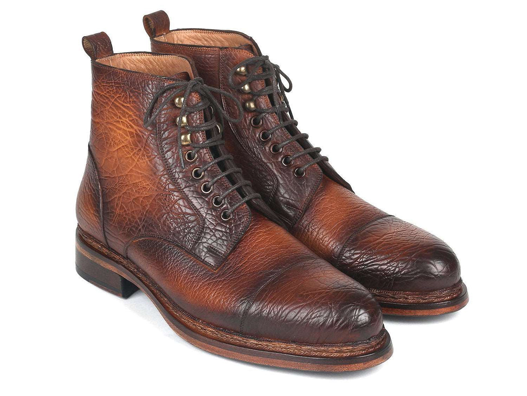 Paul Parkman Antique Burnished Brown Leather Boots - WKshoes