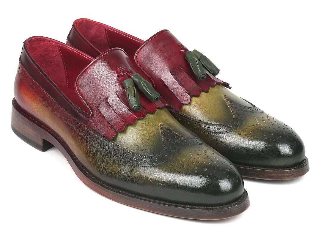 Paul Parkman Green & Bordeaux Kiltie Tassel Loafer - WKshoes