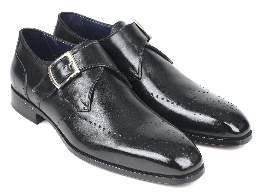 Paul Parkman Black Wingtip Single Monkstrap - WKshoes